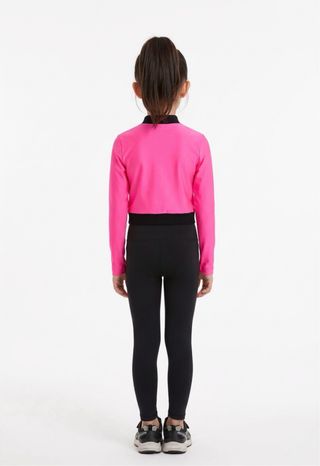 Blusa deportiva Licra. niña rosa y negro.
