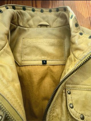 Cazadora de cuero biker amarilla/mostaza