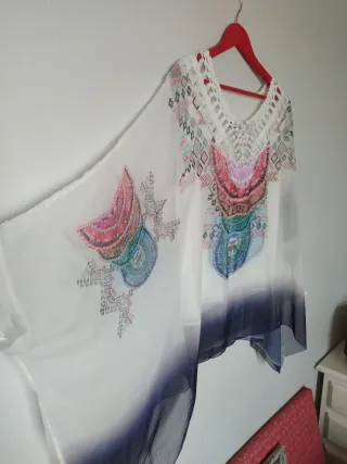 Blusa tipo caftán estampada de verano talla Única