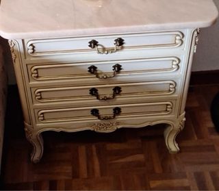 2 Mesitas de Noche Mármol y Madera