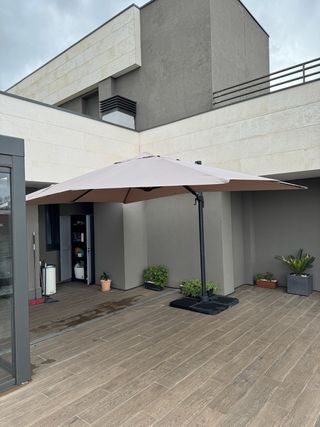 Parasol Naterial Beige Aluminio y Acero
