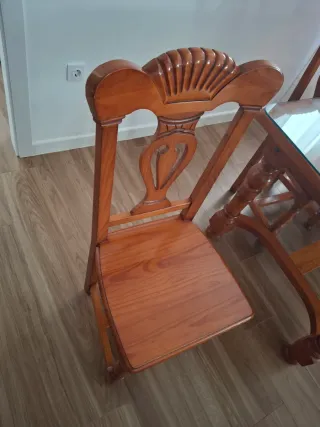 Mesa madera maciza y 6 sillas rústico provenzal