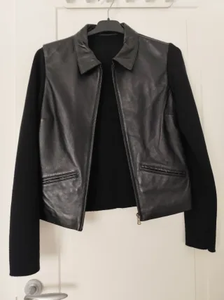 Chaqueta corta Peter Murray Piel y Tejido Negra