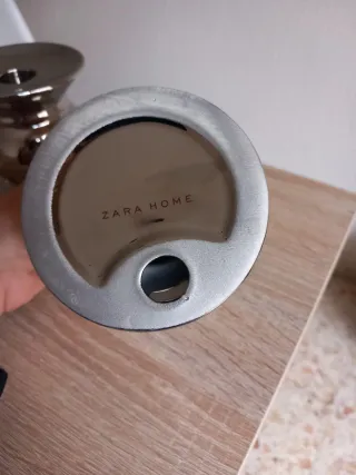 Portavelas Zara Cerámica Metalizada Plata