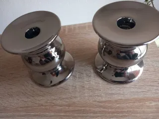 Portavelas Zara Cerámica Metalizada Plata