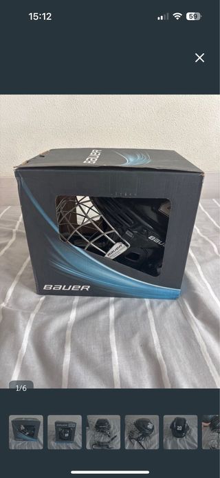 Casco de hockey Bauer negro con rejilla