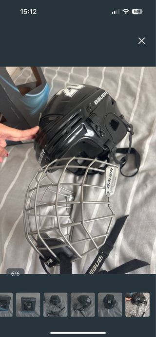 Casco de hockey Bauer negro con rejilla