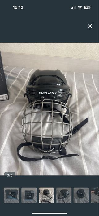 Casco de hockey Bauer negro con rejilla