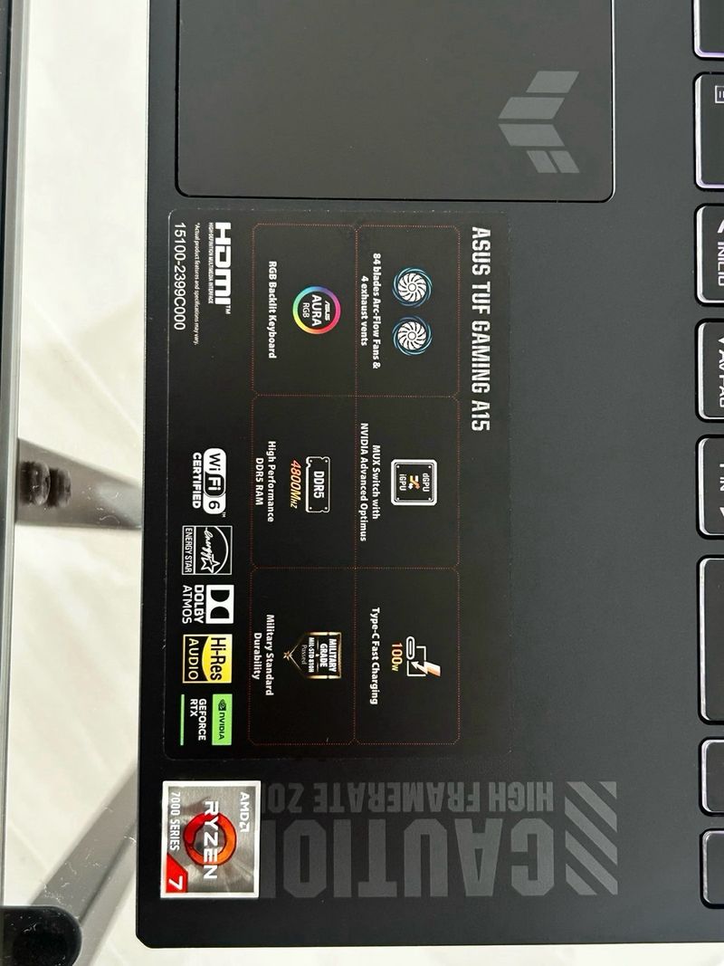 ASUS TUF Gaming A15 FA507NV Portátil afbeelding 5
