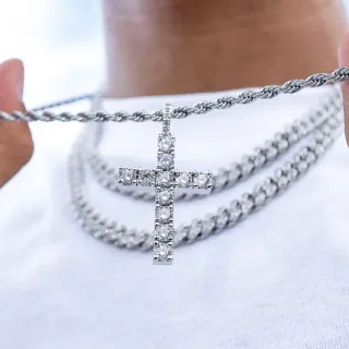 Colgante Cruz Plata Diamante 4mm + Regalo