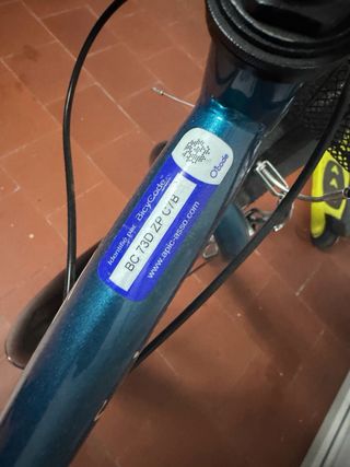 Bicicleta de paseo azul con cesta