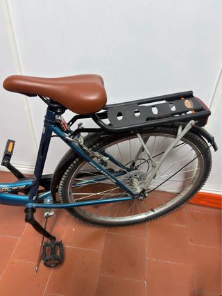 Bicicleta de paseo azul con cesta