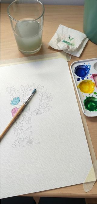 Regalo día del padre acuarela a mano con marco