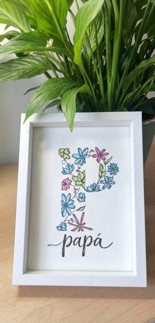 Regalo día del padre acuarela a mano con marco