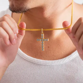 Colgante Cruz Jesús Hip Hop Oro + Regalo