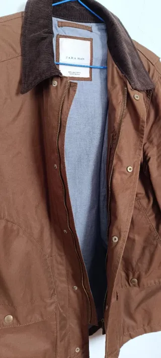 Chaqueta Zara Encerada Cuello Pana Talla L