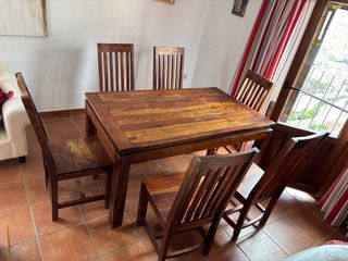 Mesa Comedor y 6 Sillas Madera maciza
