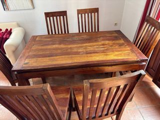 Mesa Comedor y 6 Sillas Madera maciza