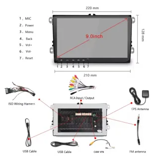 Reproductor Multimedia Coche 220x128mm