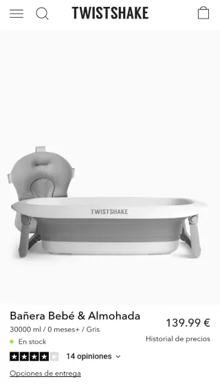 Bañera Bebé Plegable Twistshake Gris