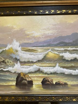 Cuadro decorativo de paisaje marino pintado a mano