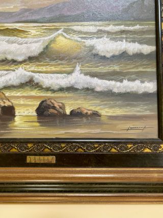 Cuadro decorativo de paisaje marino pintado a mano