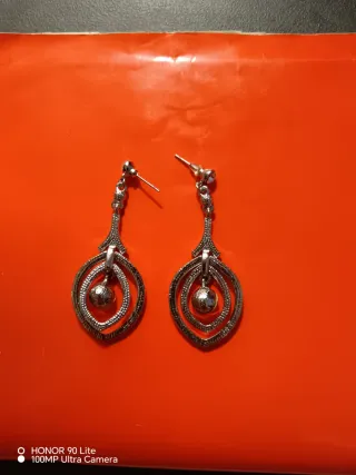 Orecchini pendenti donna blu e argento