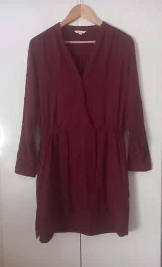 Vestido burdeos de manga larga Springfield