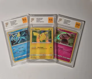 Pokémon 3 cartas TQG 9.5 Mint+ gradeadas