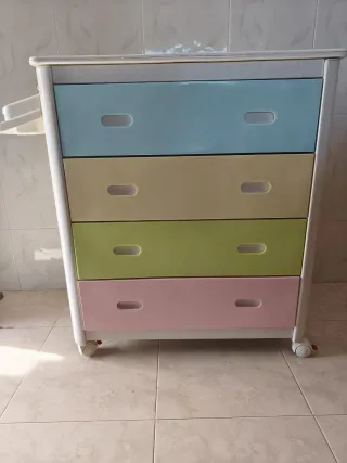 Cambiador infantil 5 cajones pastel