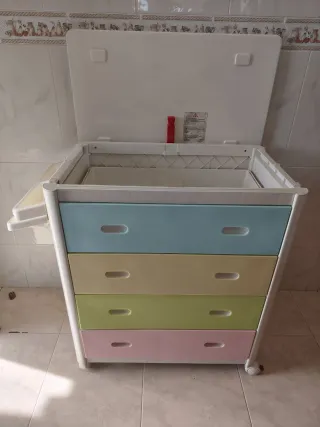 Cambiador infantil 5 cajones pastel