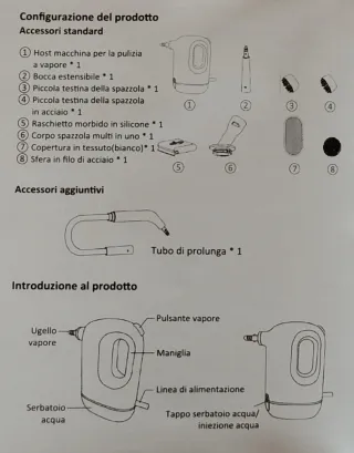 Pulitore a Vapore Portatile 1200W Multiuso Nuovo