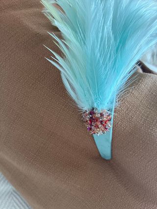 Diadema de plumas y pedrería