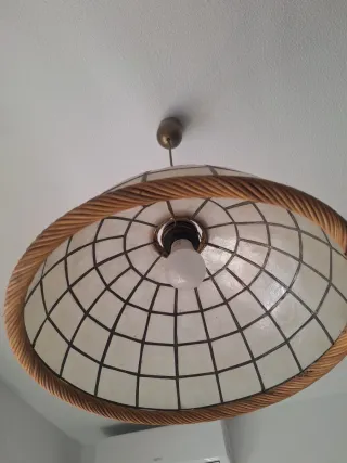 Lámpara de techo cristal y ratán