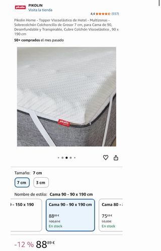 Topper Viscoelástico 90x190x7cm Pikolin