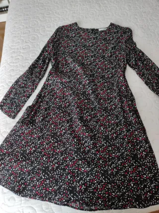 Vestido Mango Negro con Estampado