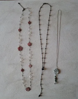 Lotto 3 collane lunghe fiori perline metallo