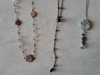 Lotto 3 collane lunghe fiori perline metallo