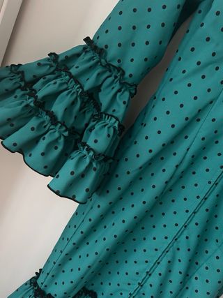 Vestido Flamenca Talla 36 Verde Lunares