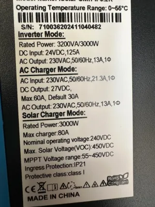 Inversor Solar Híbrido 24V 3000W