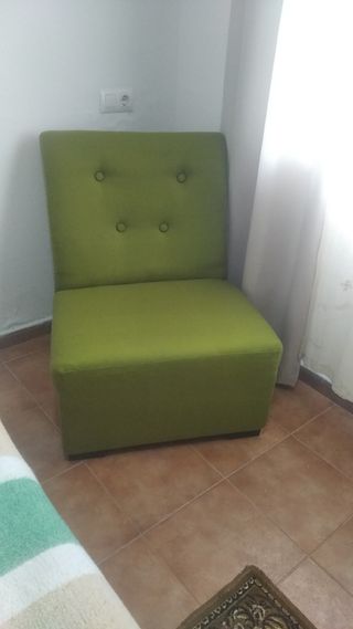 Sillón individual verde tela