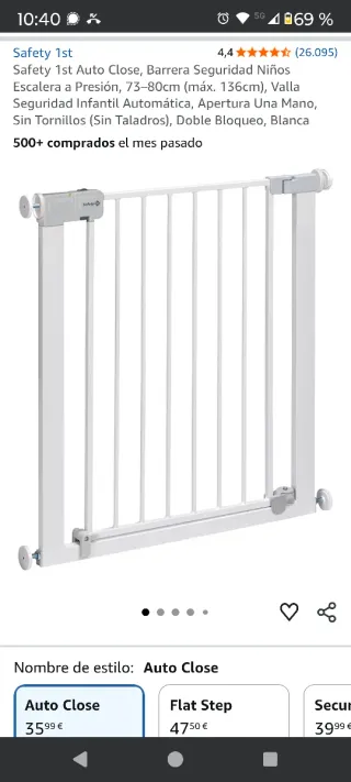 Barrera Seguridad Safety 1stAutoClose bebé/mascota