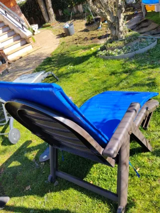 3 Tumbonas de jardín con cogines y ruedas