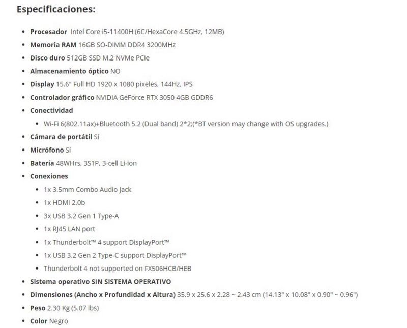 Portátil ASUS TUF Gaming Intel Core i5 16GB RAM afbeelding 8