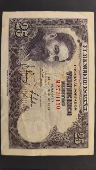 Lote 7 Billetes Españoles época de Franco