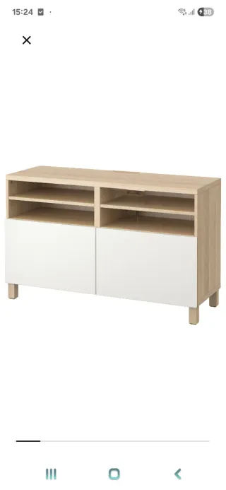 Mueble TV madera y blanco