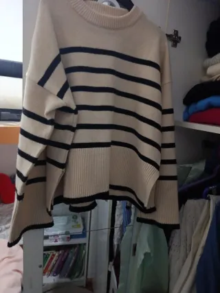 Jersey rayas Bershka beige/negro Talla XS