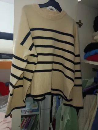 Jersey rayas Bershka beige/negro Talla XS