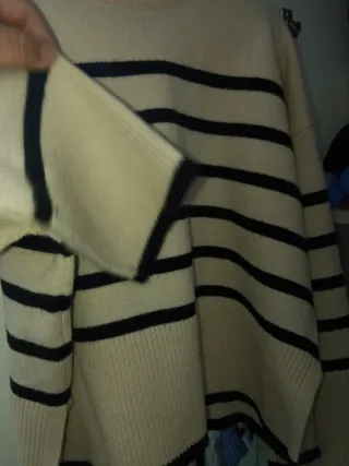 Jersey rayas Bershka beige/negro Talla XS