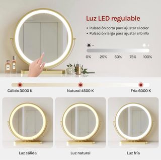 Tocador con luz led y espejo. Mesa de maquillaje